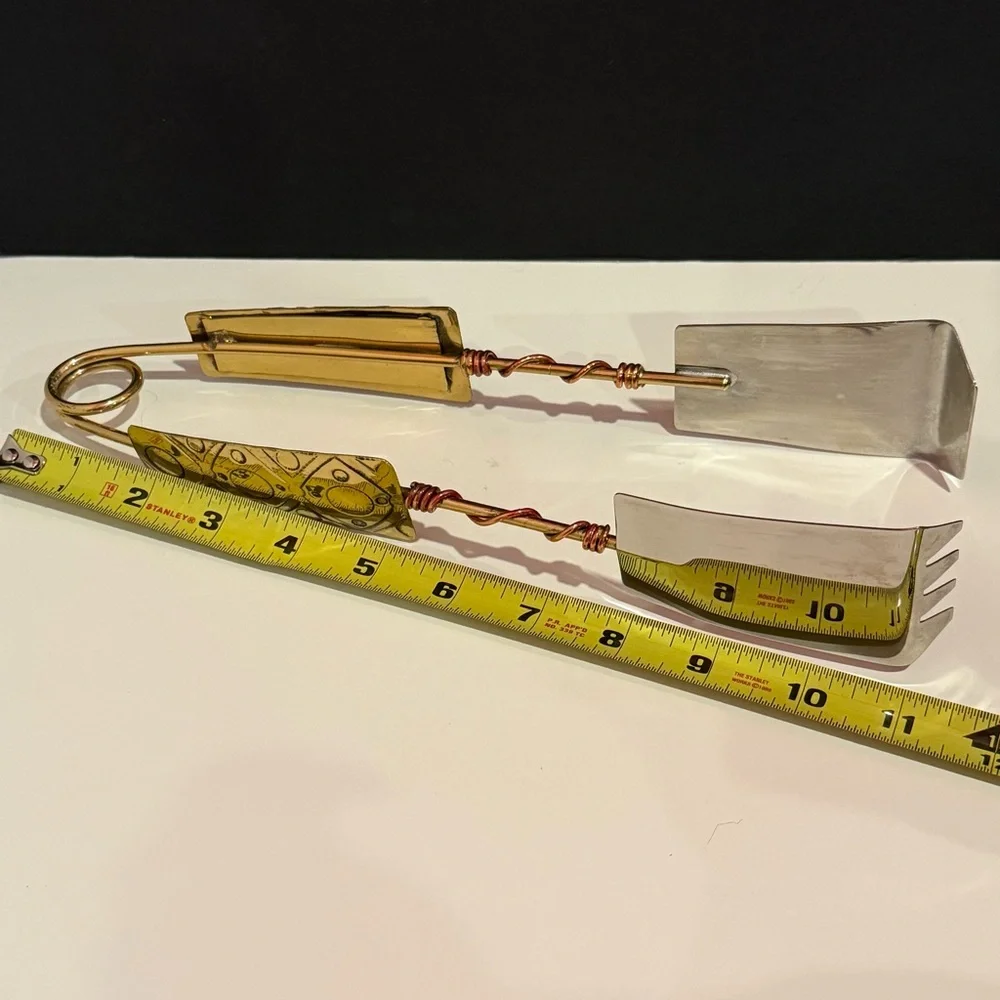 Artisan Bohemian Style Brass Copper Handle Metal Tongs